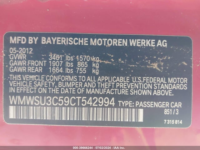 2012 MINI COOPER WMWSU3C59CT542994 Photo 8