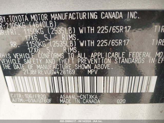 Toyota RAV4 LE 2016 2T3BFREV0GW428169 Image 9