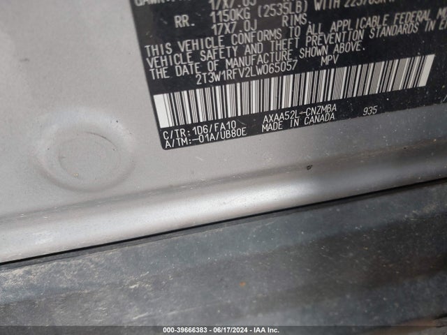 Toyota Rav4 Xle 2020 2T3W1RFV2LW065057 Image 9