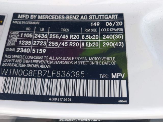 W1N0G8EB7LF836385 Mercedes-Benz Glc 300 4matic