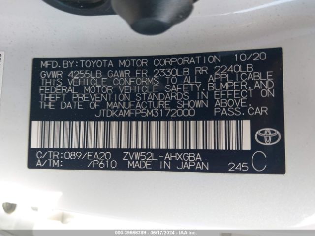 JTDKAMFP5M3172000 Toyota Prius Prime Xle