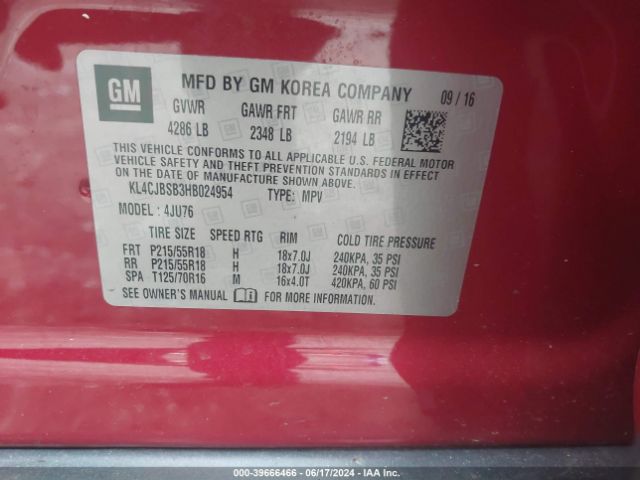 KL4CJBSB3HB024954 Buick Encore Preferred Ii