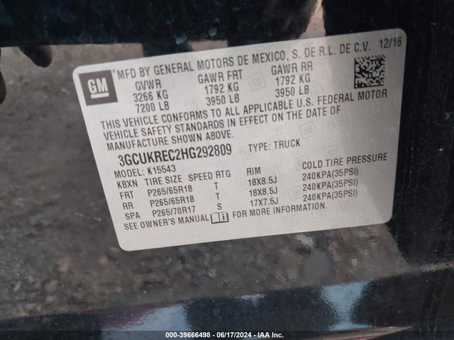 Chevrolet Silverado 1500 2lt 2017 3GCUKREC2HG292809 Image 9