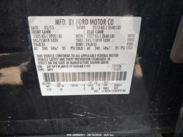2FMTK4K93FBB48110 Ford Edge Titanium
