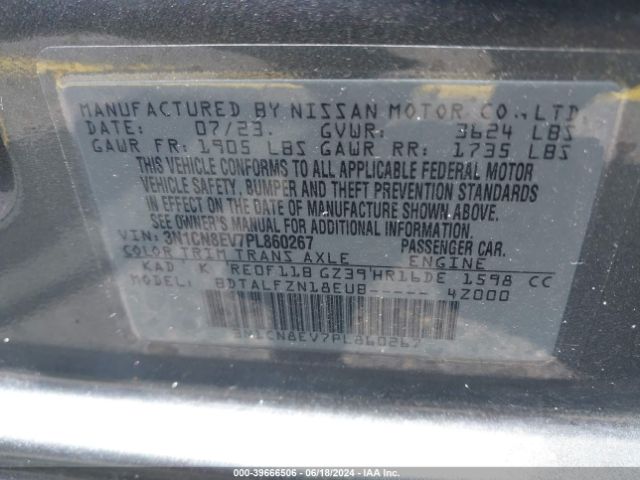 3N1CN8EV7PL860267 Nissan Versa 1.6 Sv Xtronic Cvt