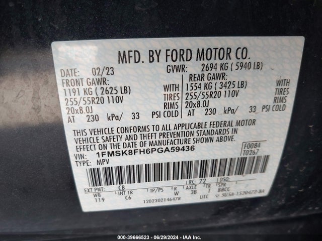 Ford Explorer Limited 2023 1FMSK8FH6PGA59436 Image 9