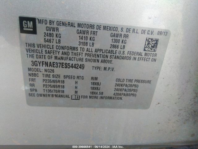 3GYFNAE37ES544249 Cadillac Srx Standard