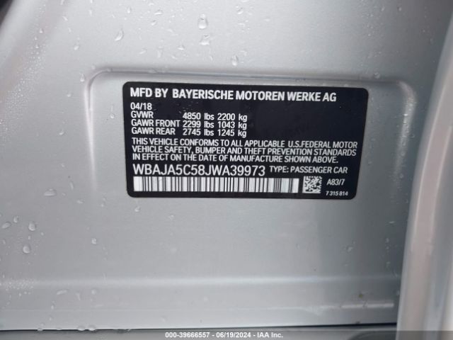 2018 BMW 530I WBAJA5C58JWA39973 Photo 8