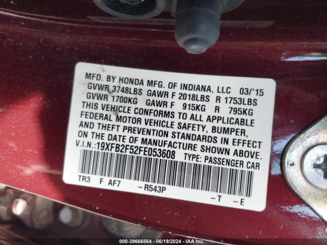 19XFB2F52FE053608 Honda Civic Lx