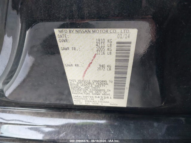 Nissan Altima 2.5 S 2014 1N4AL3AP7EN343381 Image 9