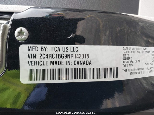 2C4RC1BG9NR142018 Chrysler Pacifica Touring L
