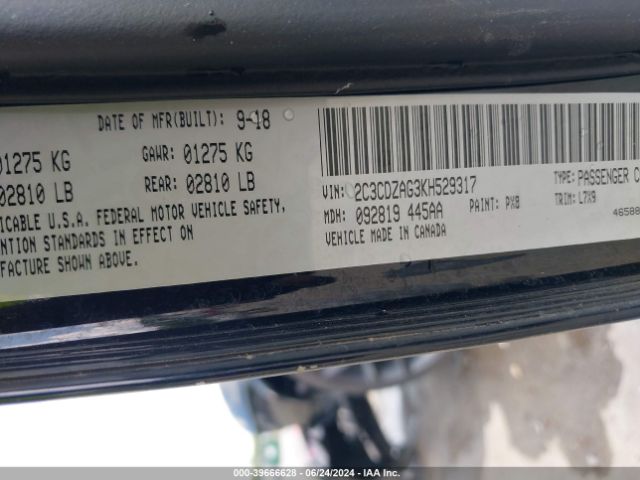 2C3CDZAG3KH529317 Dodge Challenger Sxt