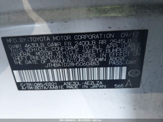 JTHBA1D28H5060483 Lexus IS 200T