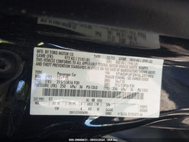1FADP3F26GL251952 Ford FOCUS SE