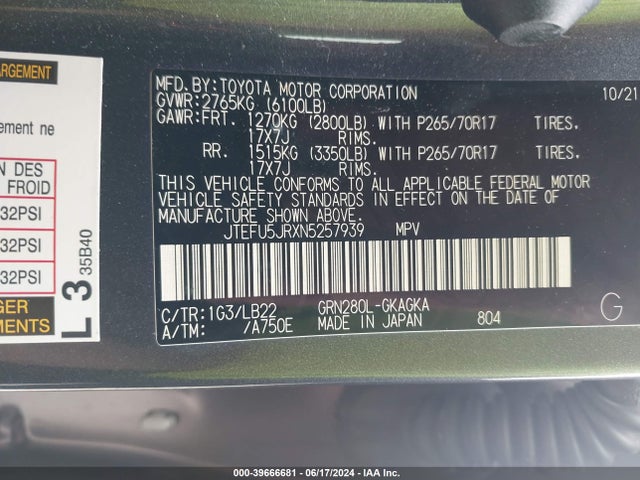 Toyota 4runner Sr5 Premium 2022 JTEFU5JRXN5257939 Image 9