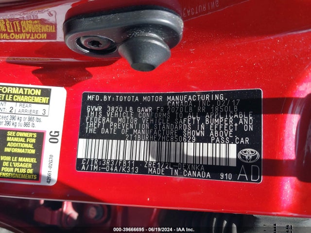 Toyota COROLLA LE 2017 2T1BURHE7HC850629 Image 9