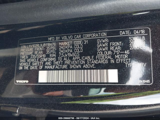 LYV102RLXJB118476 Volvo Xc60 T5 Inscription