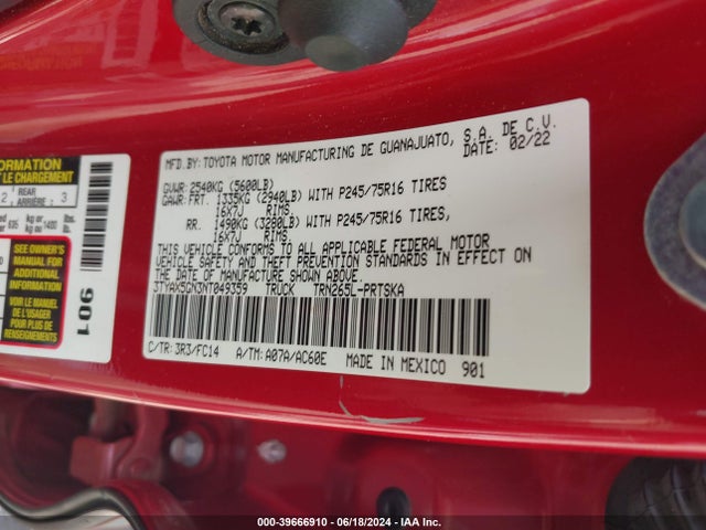 Toyota Tacoma Sr5 2022 3TYAX5GN3NT049359 Image 9