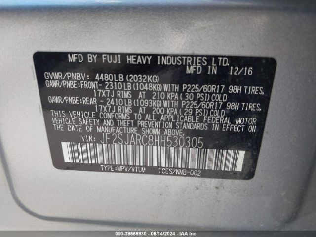 JF2SJARC8HH530305 Subaru Forester 2.5i Limited