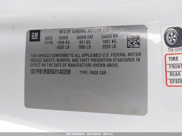 Chevrolet Camaro 1lt 2016 1G1FB1RS5G0143298 Image 9