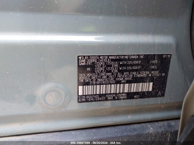 Toyota Rav4 Xle 2019 2T3P1RFV1KC031602 Image 9