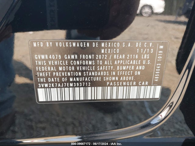3VW2K7AJ7EM393712 Volkswagen Jetta 2.0l S