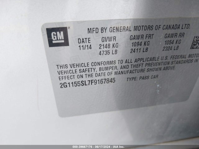 Chevrolet Impala 1lz 2015 2G1155SL7F9167845 Image 9