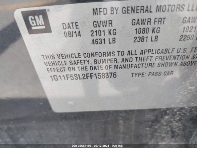1G11F5SL2FF158376 Chevrolet Malibu 1lz