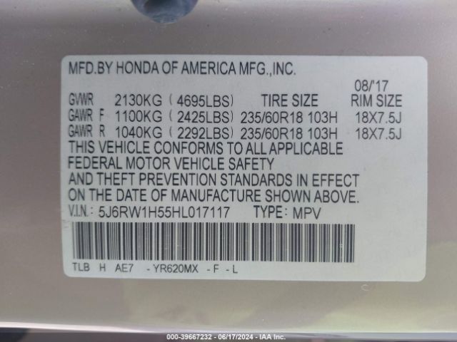 5J6RW1H55HL017117 Honda CR-V EX