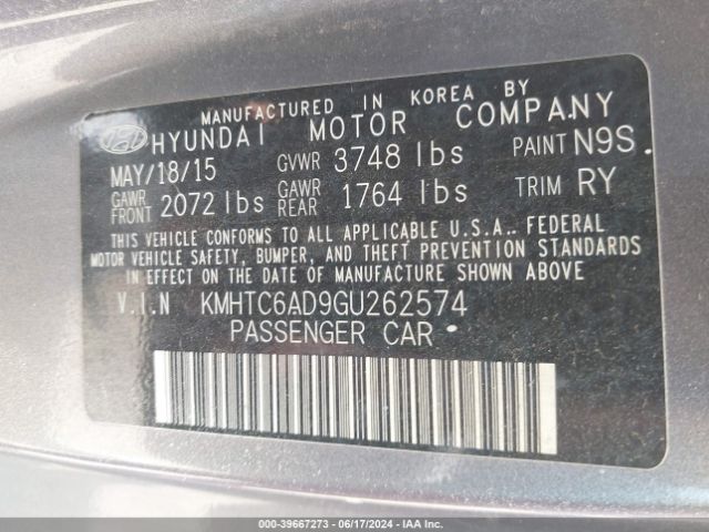 KMHTC6AD9GU262574 Hyundai Veloster