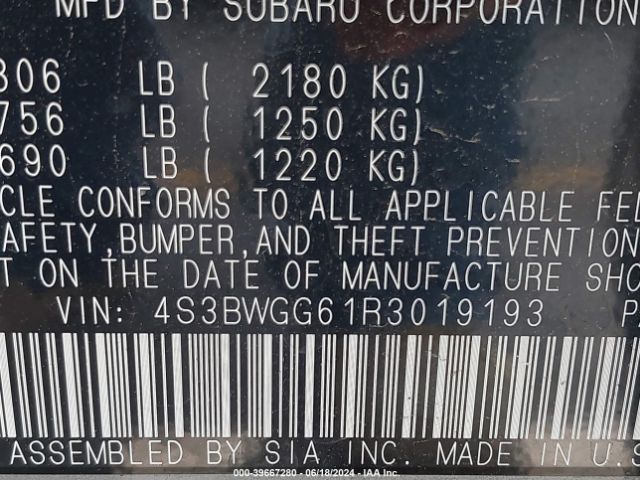 4S3BWGG61R3019193 Subaru Legacy Sport