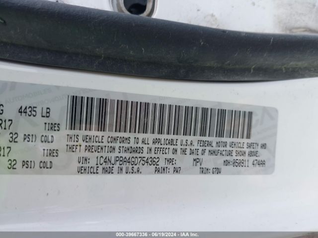 1C4NJPBA4GD754362 Jeep Patriot Sport Se