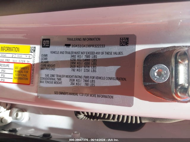 1GKS1GKD8PR322233 GMC Yukon Xl 2wd Slt