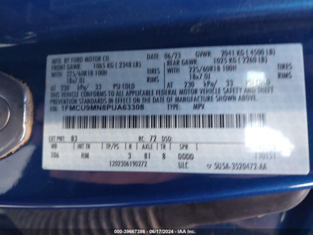 1FMCU9MN8PUA63308 Ford Escape St-line