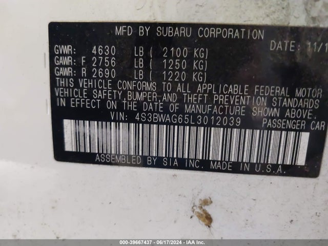 4S3BWAG65L3012039 Subaru Legacy Sport