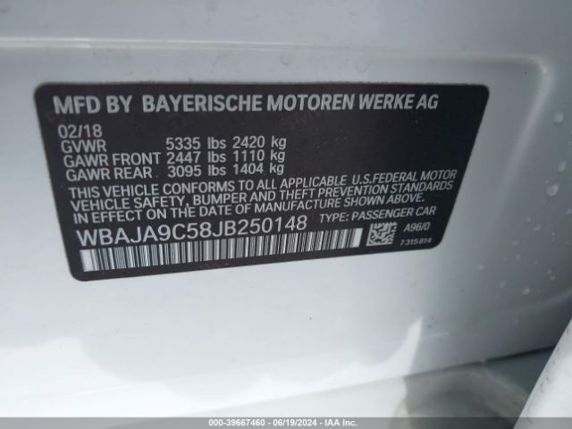 WBAJA9C58JB250148 BMW 530e Iperformance