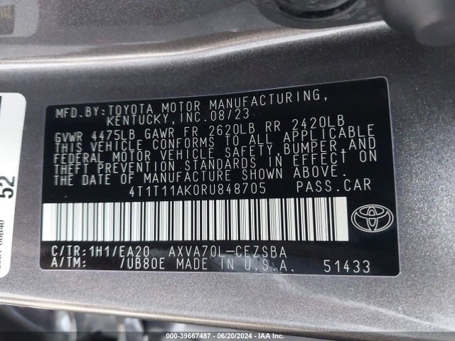 Toyota CAMRY SE 2024 4T1T11AK0RU848705 Image 9