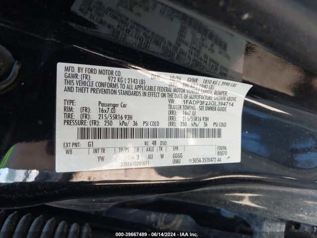 Ford FOCUS SE 2016 1FADP3F23GL394714 Image 9