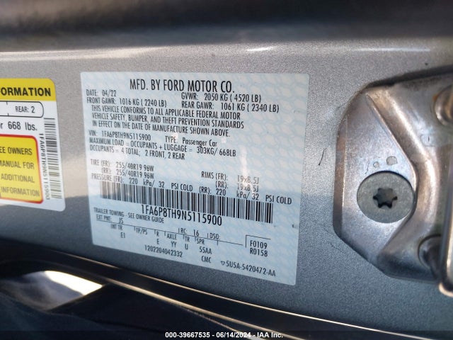 Ford Mustang Ecoboost Premium Fastback 2022 1FA6P8TH9N5115900 Image 9