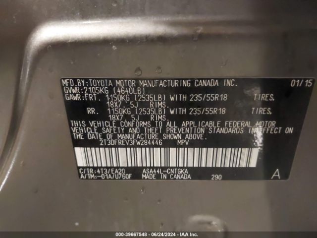 2T3DFREV3FW284446 Toyota Rav4 Limited