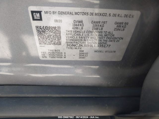 3GNCJKSB9LL335177 Chevrolet Trax Fwd Ls