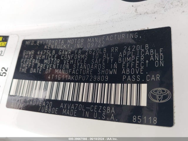 Toyota CAMRY SE 2023 4T1G11AK0PU729809 Image 9