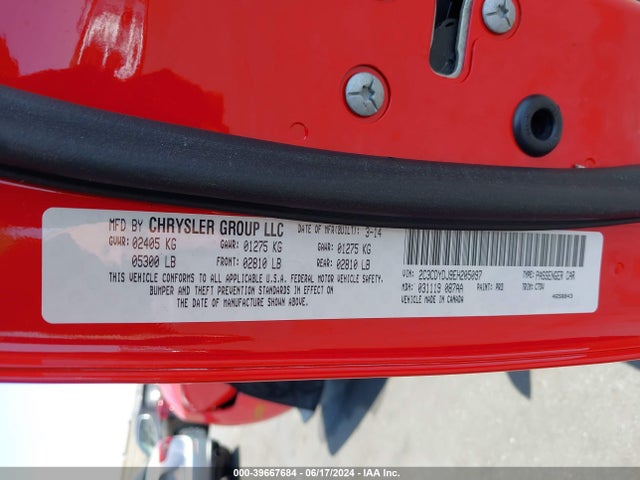 Dodge Challenger Srt8 Core 2014 2C3CDYDJ9EH205097 Image 9
