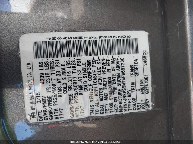 Nissan Rogue Select S 2015 JN8AS5MT5FW657208 Image 9