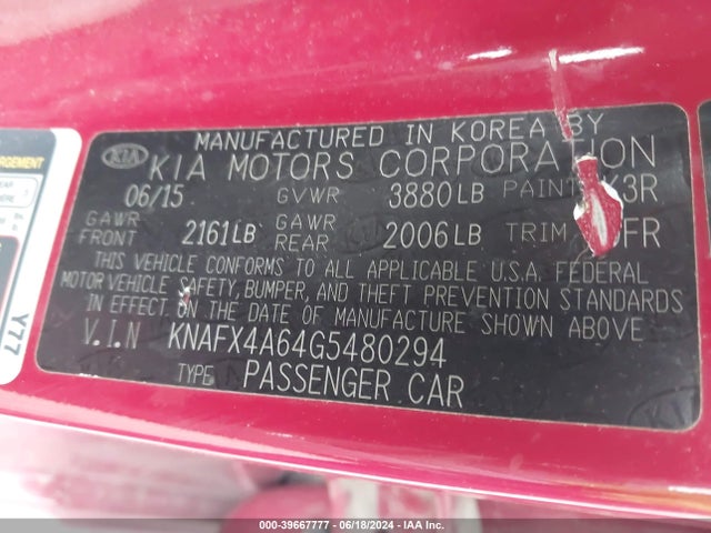 KIA FORTE LX 2016 KNAFX4A64G5480294 Image 9