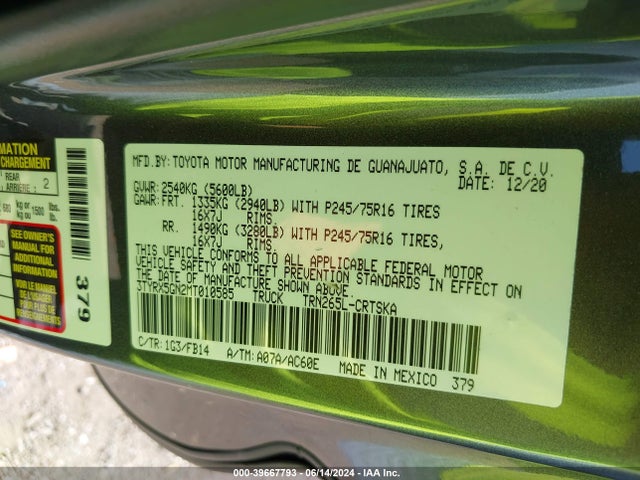 Toyota Tacoma Sr 2021 3TYRX5GN2MT010585 Image 9