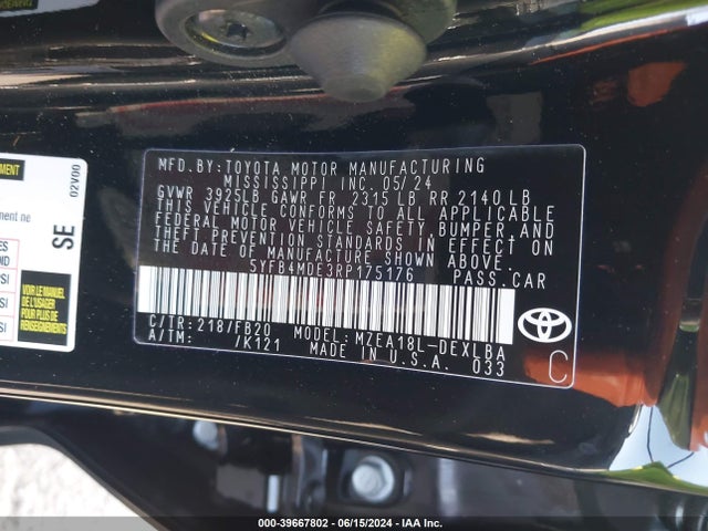 Toyota COROLLA LE 2024 5YFB4MDE3RP175176 Image 9