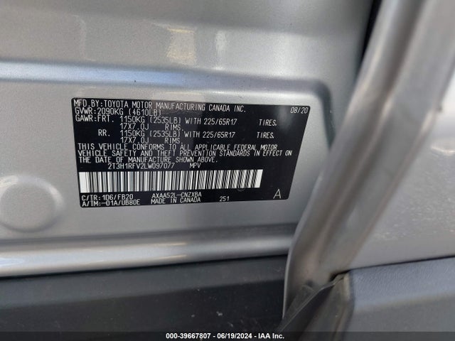 Toyota RAV4 LE 2020 2T3H1RFV2LW097077 Image 9