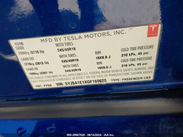 Tesla Model S 60/70/75/85 2016 5YJSA1E1XGF169628 Image 9