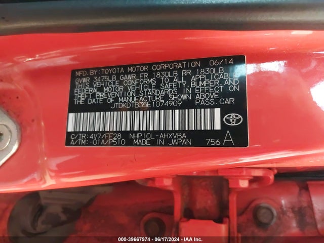 Toyota Prius C Two 2014 JTDKDTB35E1074909 Image 9